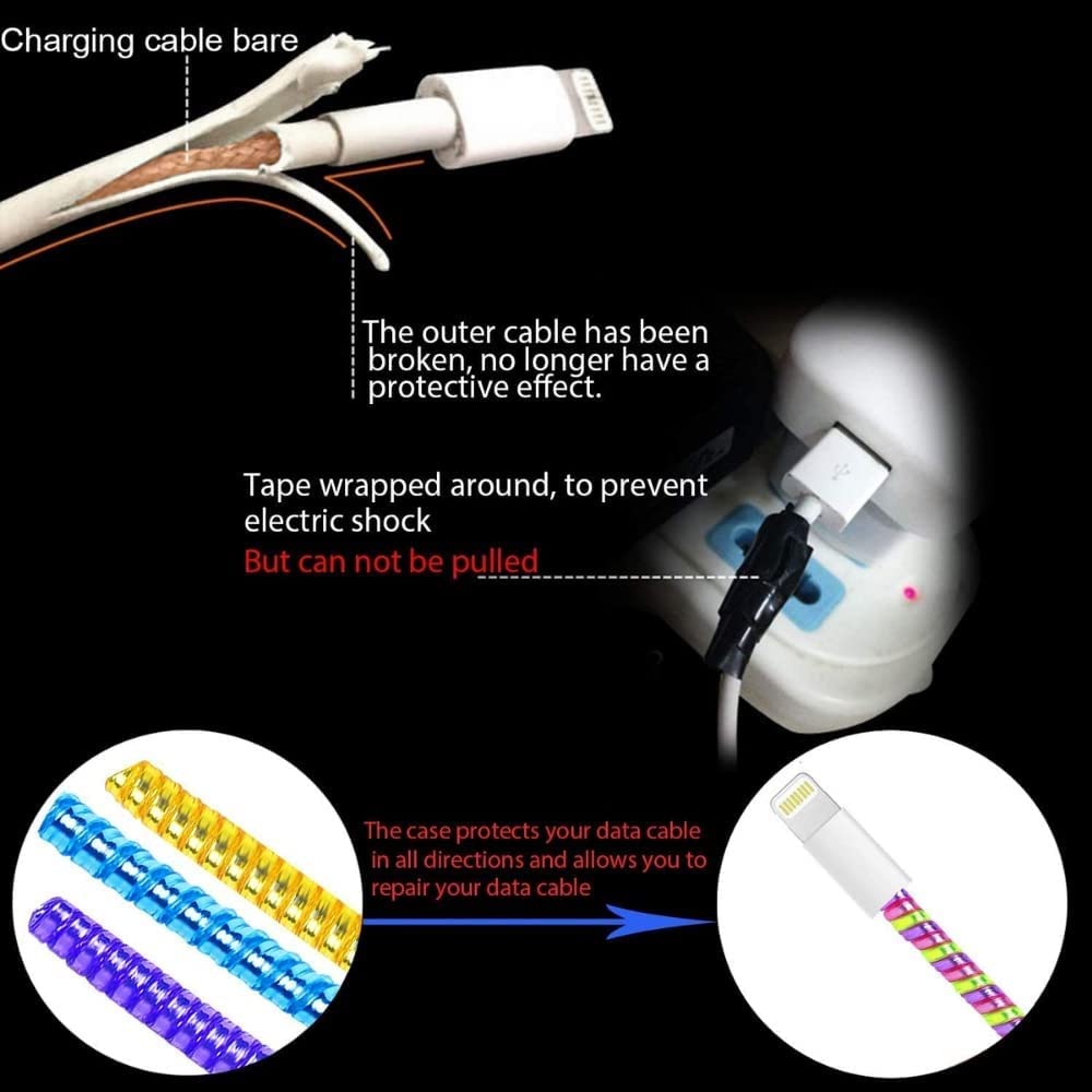 Metallic Finish Cable Charger Spiral Protector | Long Plastic Cable Cord Protector & Winder for Mobile Phone Charging Cables, Earphones, USB Wires & Compatible Cordscable protector, charger cable protector, charging cable protector, cable spiral protector, wire protector, cord protector, cable winder, charger cord protector, mobile charger accessory, phone cable protector, earphone cable protector, charging wire guard, cable organizer - Multicolor - Image 6