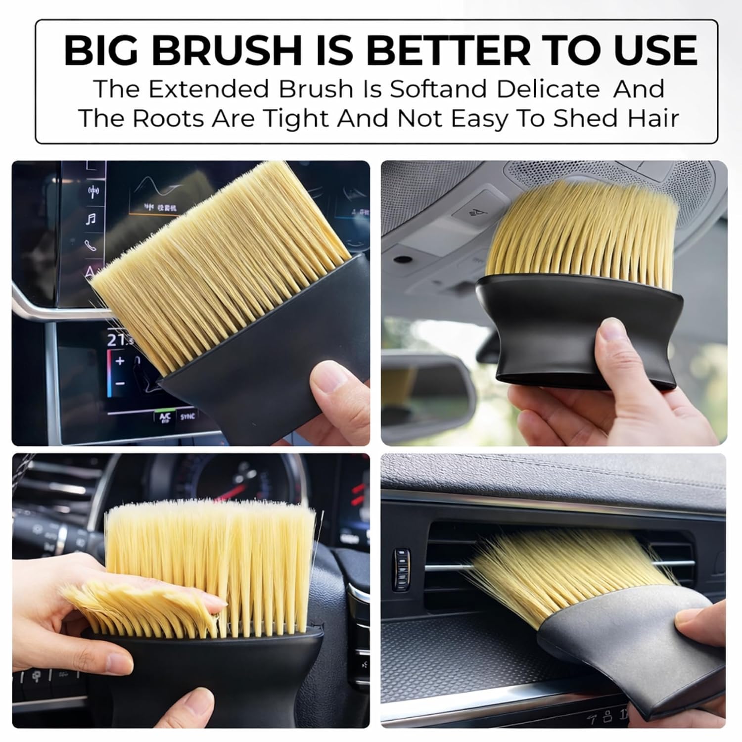 Car Interior Cleaning Brush Combo 2 PCS | Car Dashboard Cleaning Brush & Car AC Vent Brush | Soft Car Detailing Brush Set for Interior Dust Cleaning - Combo - Image 6