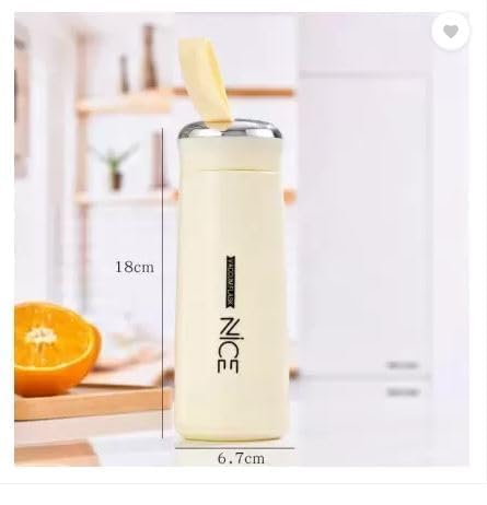 Premium Glass Water Bottle 400ml | Hot & Cold Leakproof Drinking Bottle | BPA Free Small Cute Bottle for Kids, School, Office, Gym & Travel | Ultra-Lightweight & Easy to Carry - Glass Bottle - Image 2