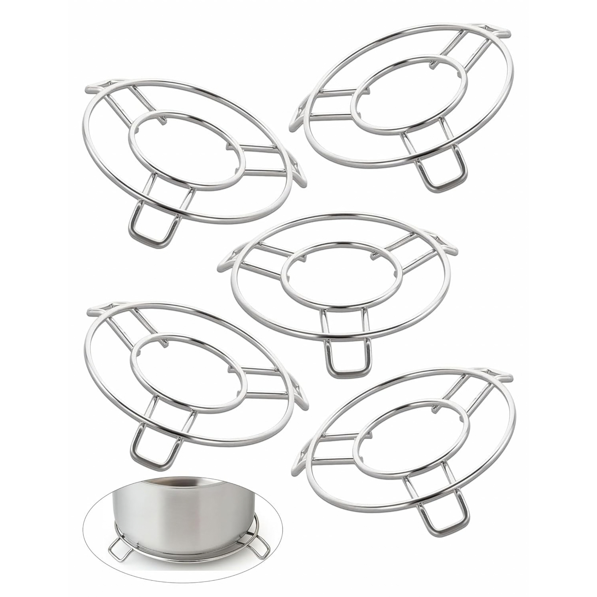 Stainless Steel Round Trivet, Hot Pot Stand, Heavy Duty Steel Trivet for Hot Utensils, 4mm Rod Table Top Ring, Hot Pot Mat Stand for Kitchen Utensil Vessel Holder - Image 1