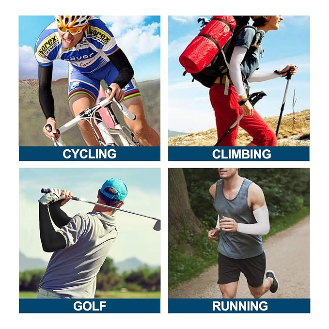 Ultraviolet Sun Burn Skin Protection UPF 50 Arm Sleeves for Man Woman Driving Cycling Tennis Cricket Football Golf Outdoor Gym Riding - Arm Sleeves - Image 7