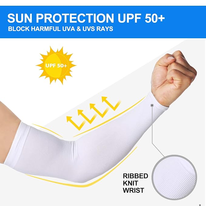 Ultraviolet Sun Burn Skin Protection UPF 50 Arm Sleeves for Man Woman Driving Cycling Tennis Cricket Football Golf Outdoor Gym Riding - Arm Sleeves - Image 3