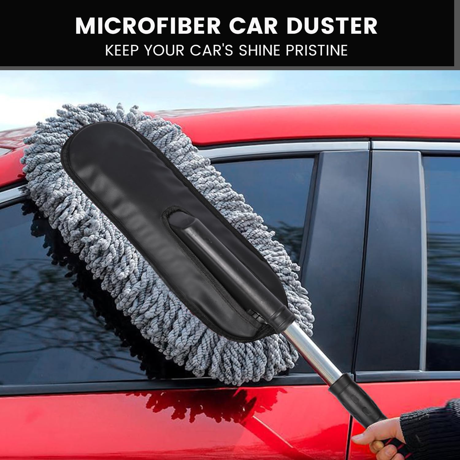 Soft Microfiber Duster with Extendable Handle Exterior Scratch Free Car Cleaning Tool, Car Duster Brush - Microfiber Cleaning Duster - Image 5
