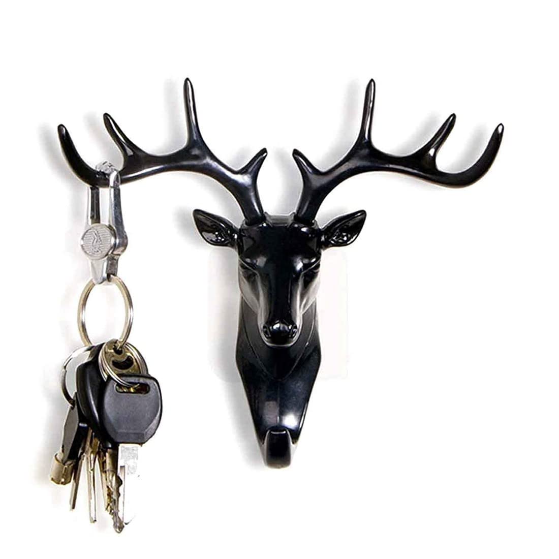 Deer Head Hook, Self Adhesive Wall Door Hook Hanger Bag Keys Sticky Holder Wall Mount - Black - Image 5