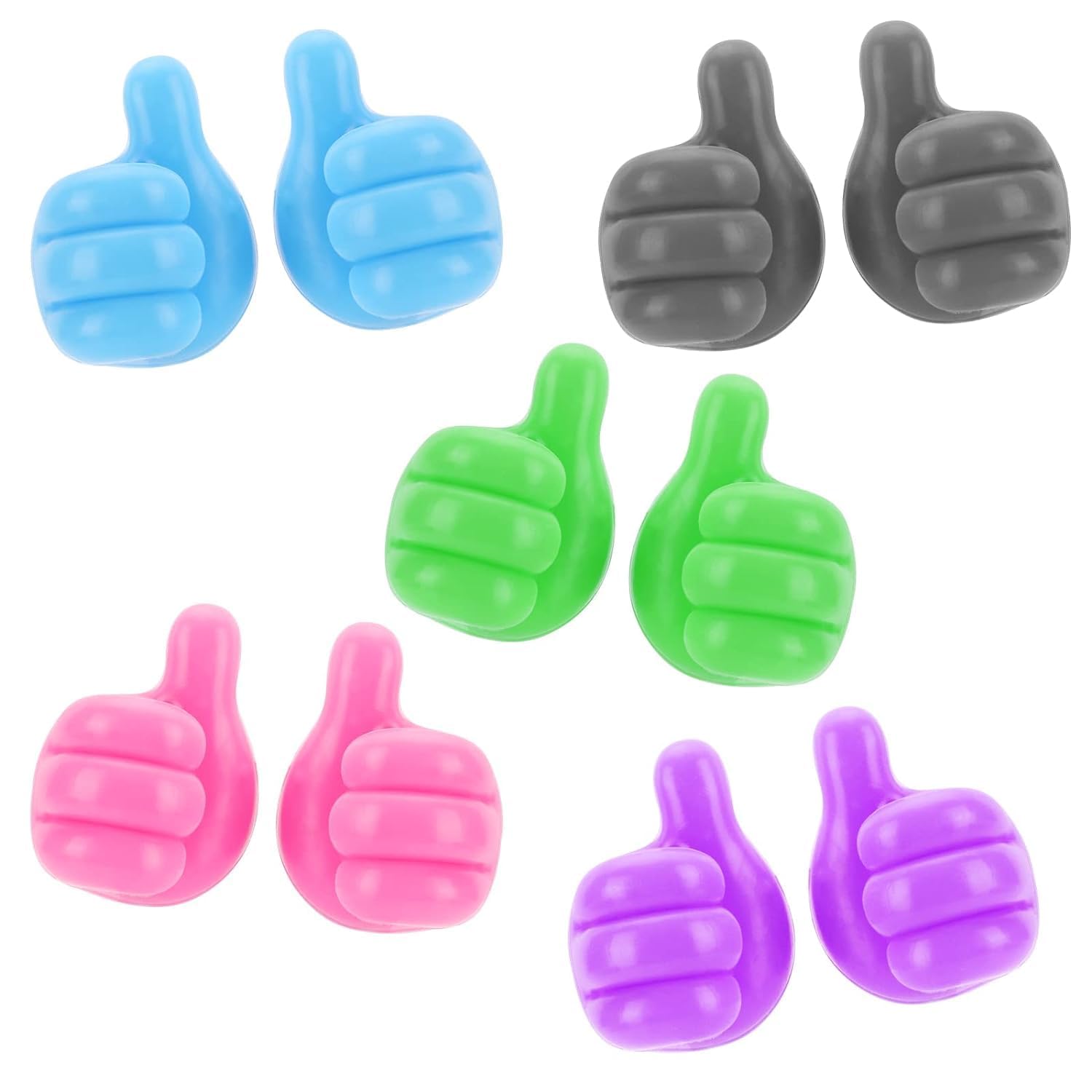 Silicone Thumb Wall Hook, Multifunction Self Adhesive Cable Organizer Clips Key Hanger, No Punching Nails-Free Utility Hooks Desk Wire Management, Multicolour, Pack of 10 - Image 1