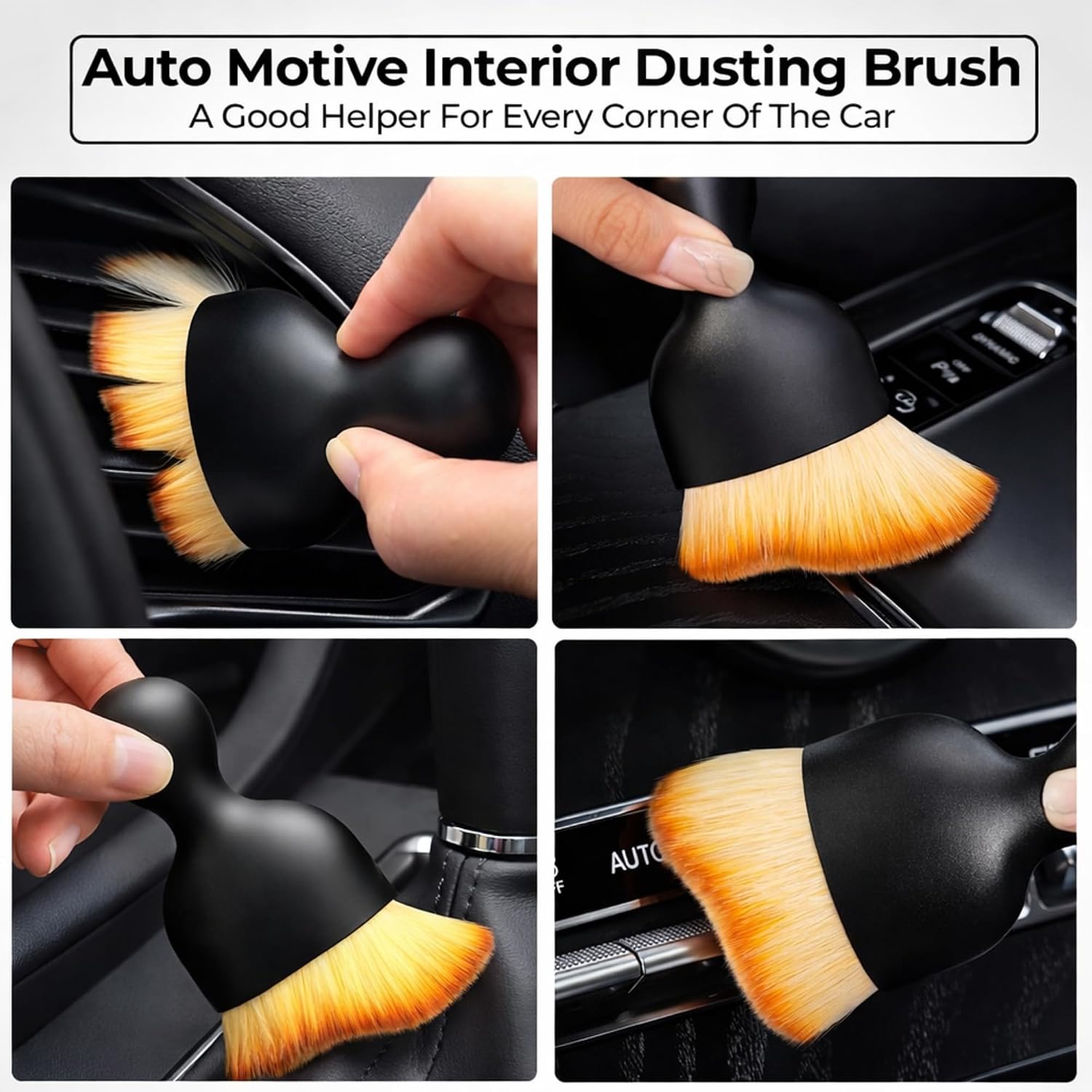 Car Interior Cleaning Brush Combo 2 PCS | Car Dashboard Cleaning Brush & Car AC Vent Brush | Soft Car Detailing Brush Set for Interior Dust Cleaning - Combo - Image 5