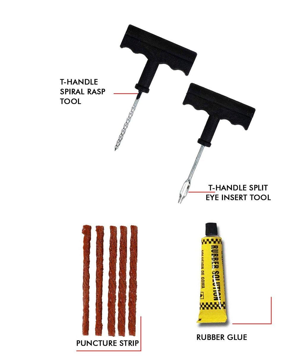 Tubeless Tyre Puncture Repair Kit for Cars & Bikes | Heavy-Duty T-Handle Tools - Puncture repair Kit - Image 7