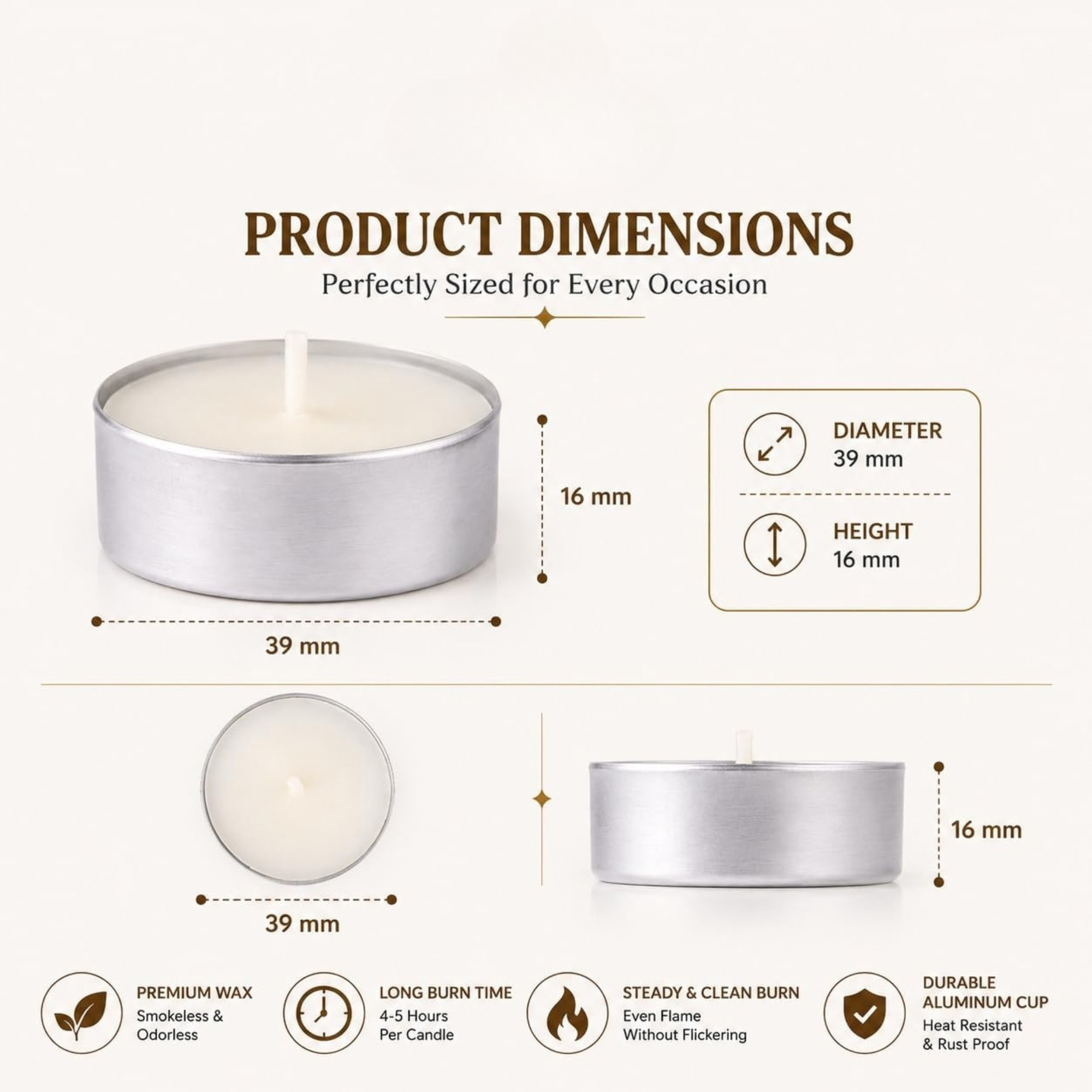 Tea Light Candles 25 Pack | Soy Wax Tealight Candles with 4–5 Hour Burn Time | Decorative Small Candles for Home Décor, Dining Table, Festivals, Parties & Special Occasions - Tea Light Candles - Image 3