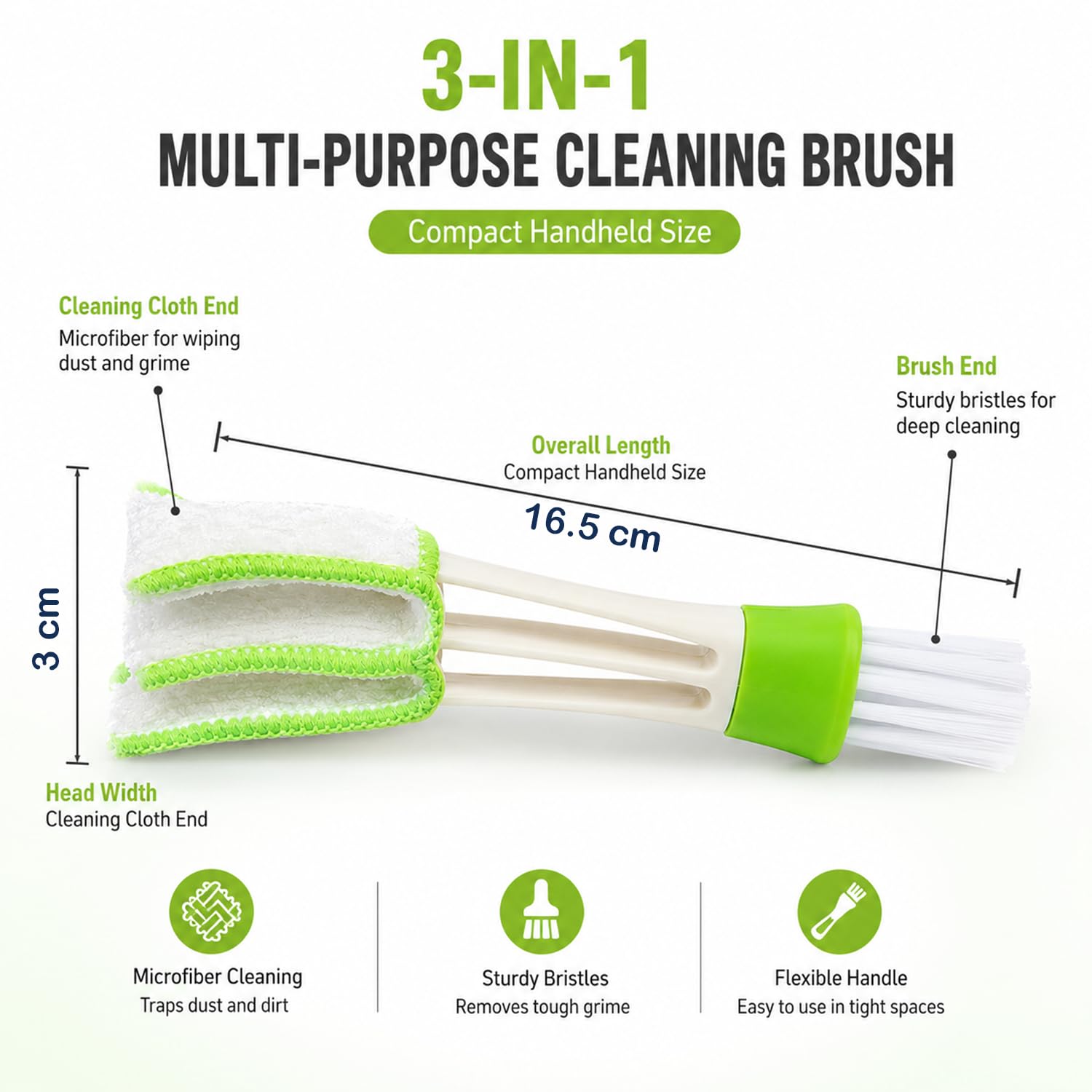 Multipurpose Microfiber Double Sided Cleaning Brush for Car AC, Air Vent, Blinds, Dashboard, Computer Keyboard & Laptop Cleaner - Microfiber Double Sided Cleaning Brush - Image 5