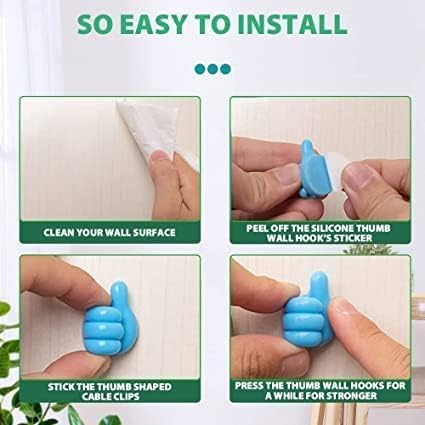 Silicone Thumb Wall Hook, Multifunction Self Adhesive Cable Organizer Clips Key Hanger, No Punching Nails-Free Utility Hooks Desk Wire Management, Multicolour, Pack of 10 - Multicolor - Image 3