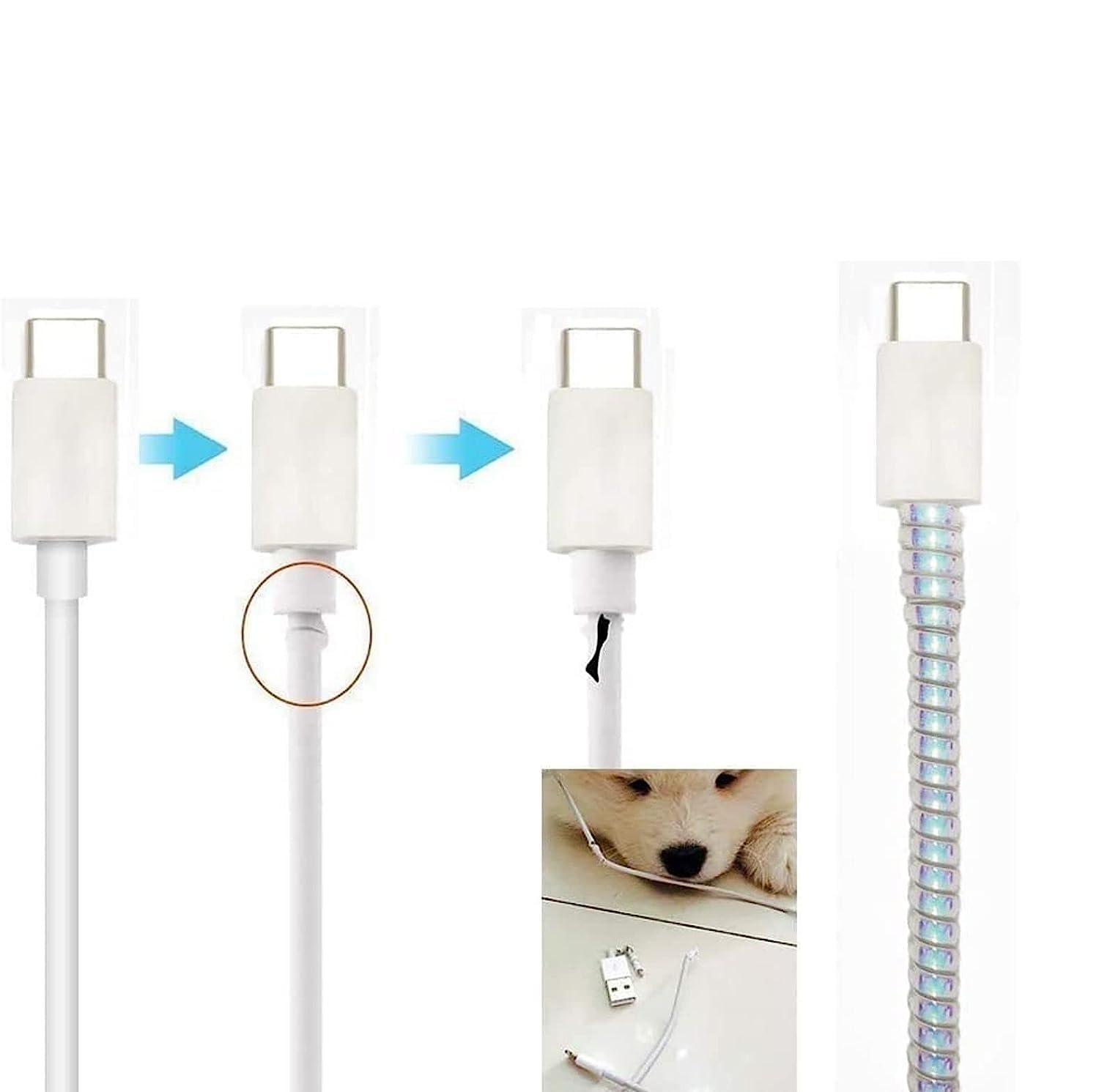 Metallic Finish Cable Charger Spiral Protector | Long Plastic Cable Cord Protector & Winder for Mobile Phone Charging Cables, Earphones, USB Wires & Compatible Cordscable protector, charger cable protector, charging cable protector, cable spiral protector, wire protector, cord protector, cable winder, charger cord protector, mobile charger accessory, phone cable protector, earphone cable protector, charging wire guard, cable organizer - Multicolor - Image 4