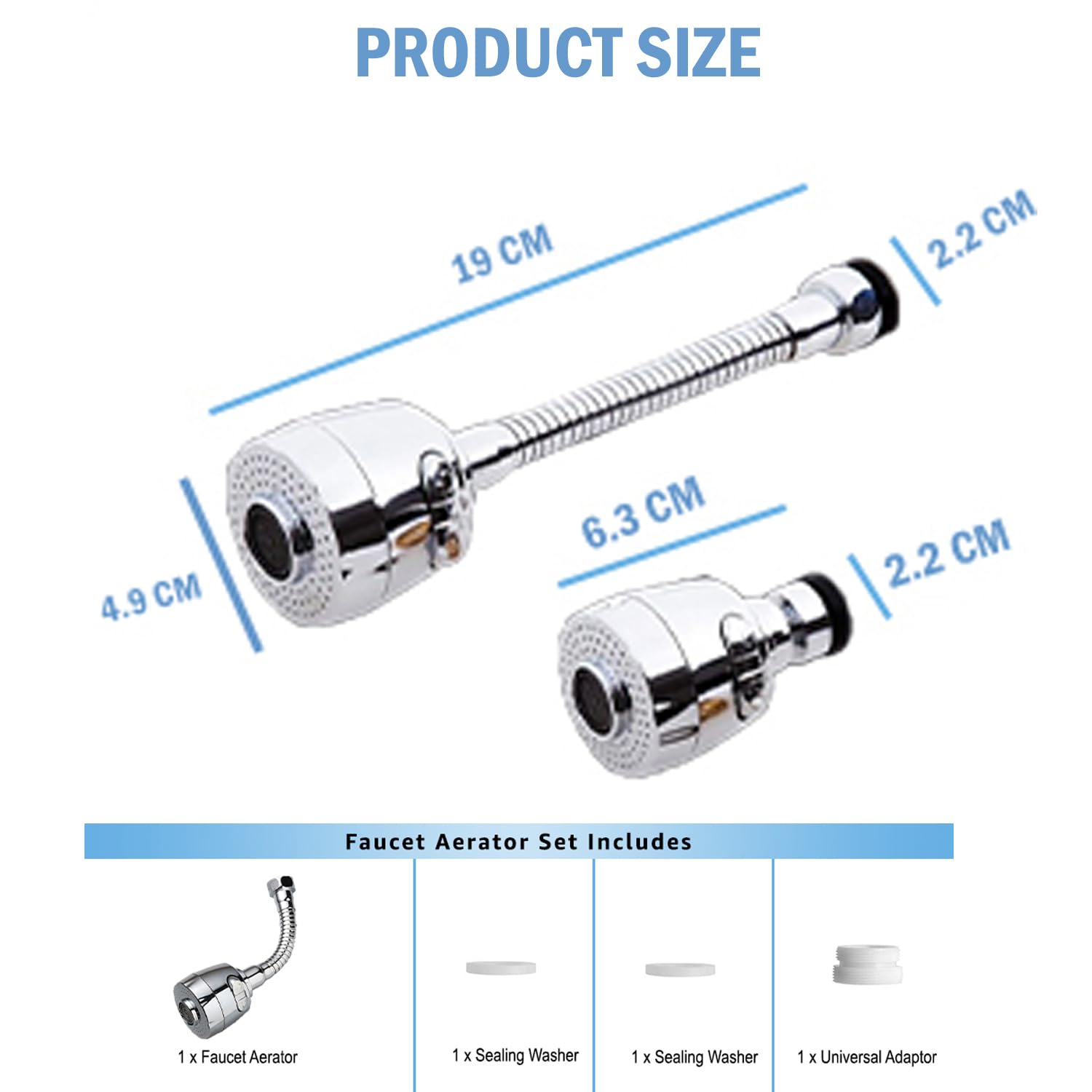 Sink Faucet Sprayer Attachment 360 Rotatable Kitchen Tap Extender Head Replacement Anti-Splash Faucet Nozzle Head with Hose and Universal Connector - Sink Faucet Sprayer - Image 2