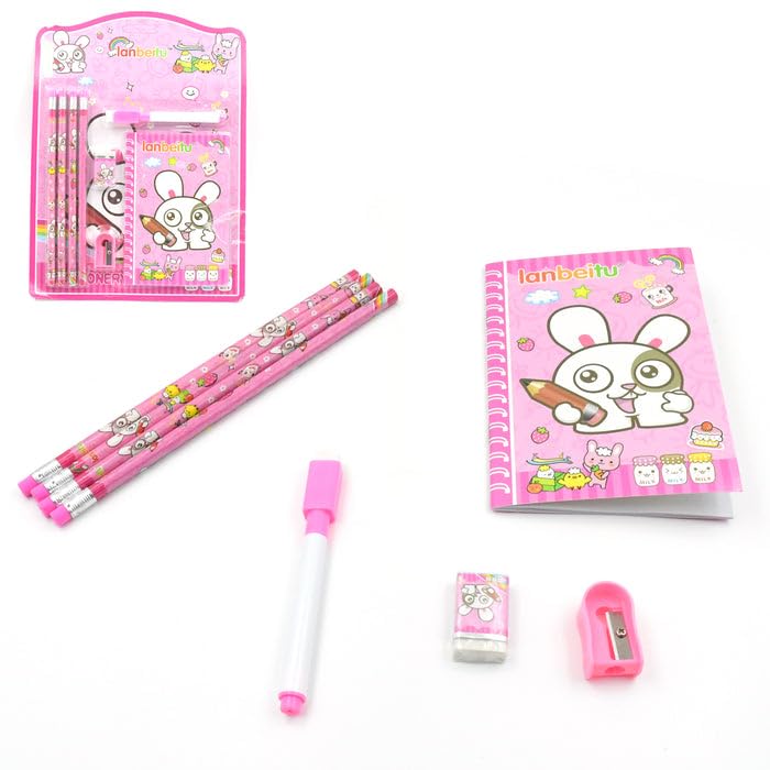 Children's Stationery Kit 8 Pc Set | Wooden Pencils, Eraser & Diary | School Supplies for Kids for Writing, Drawing, Homework, Handwriting Practice, Study Activities & Gifting - Image 1