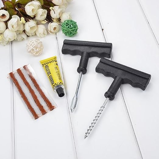 Tubeless Tyre Puncture Repair Kit for Cars & Bikes | Heavy-Duty T-Handle Tools - Image 1