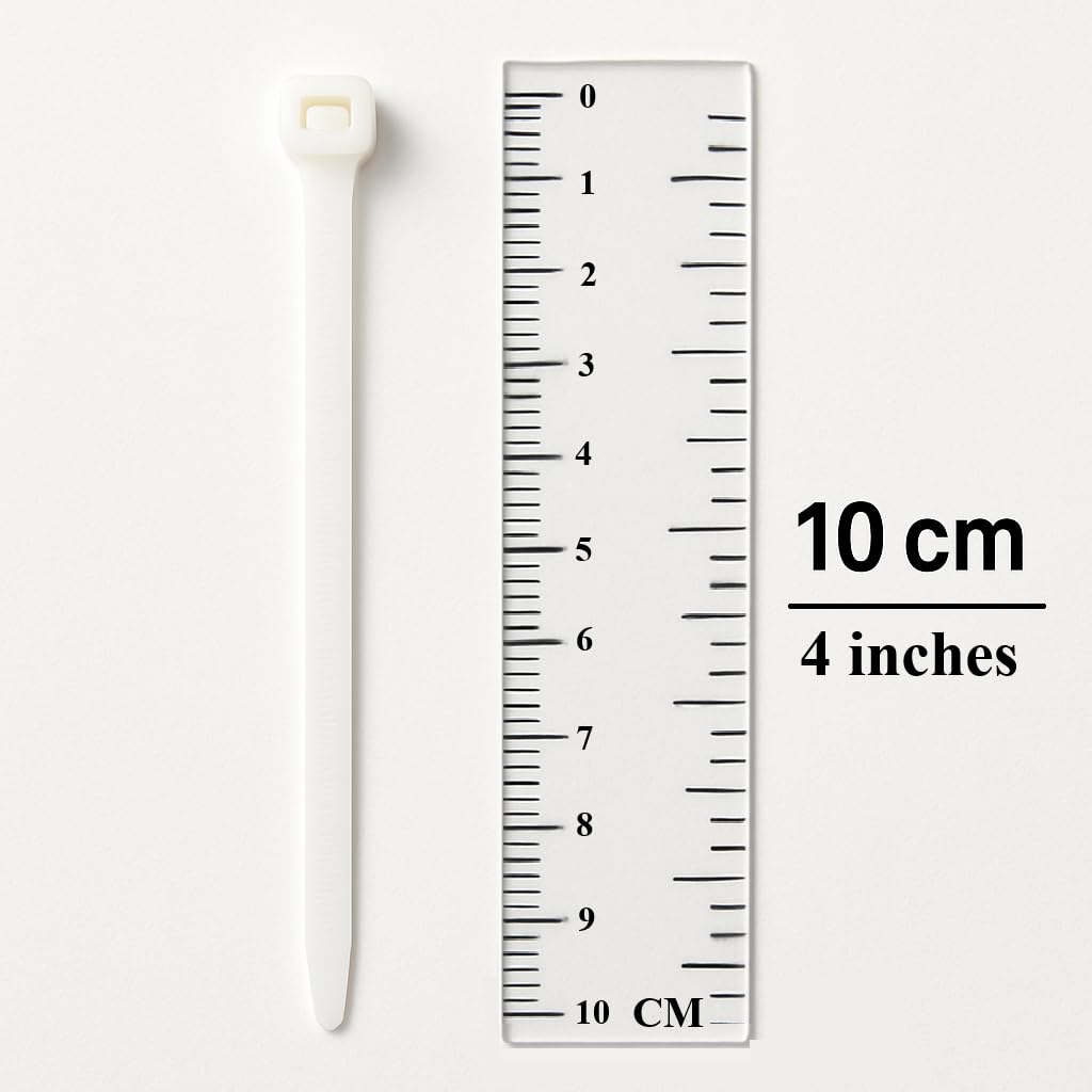 Nylon Cable Ties, Self Locking Zip Ties, 4 inch (100 mm) x 2.5 mm, Pack of 100, White, for Cable Management and Home and Office Wire Organising - White 100x250mm - Image 2