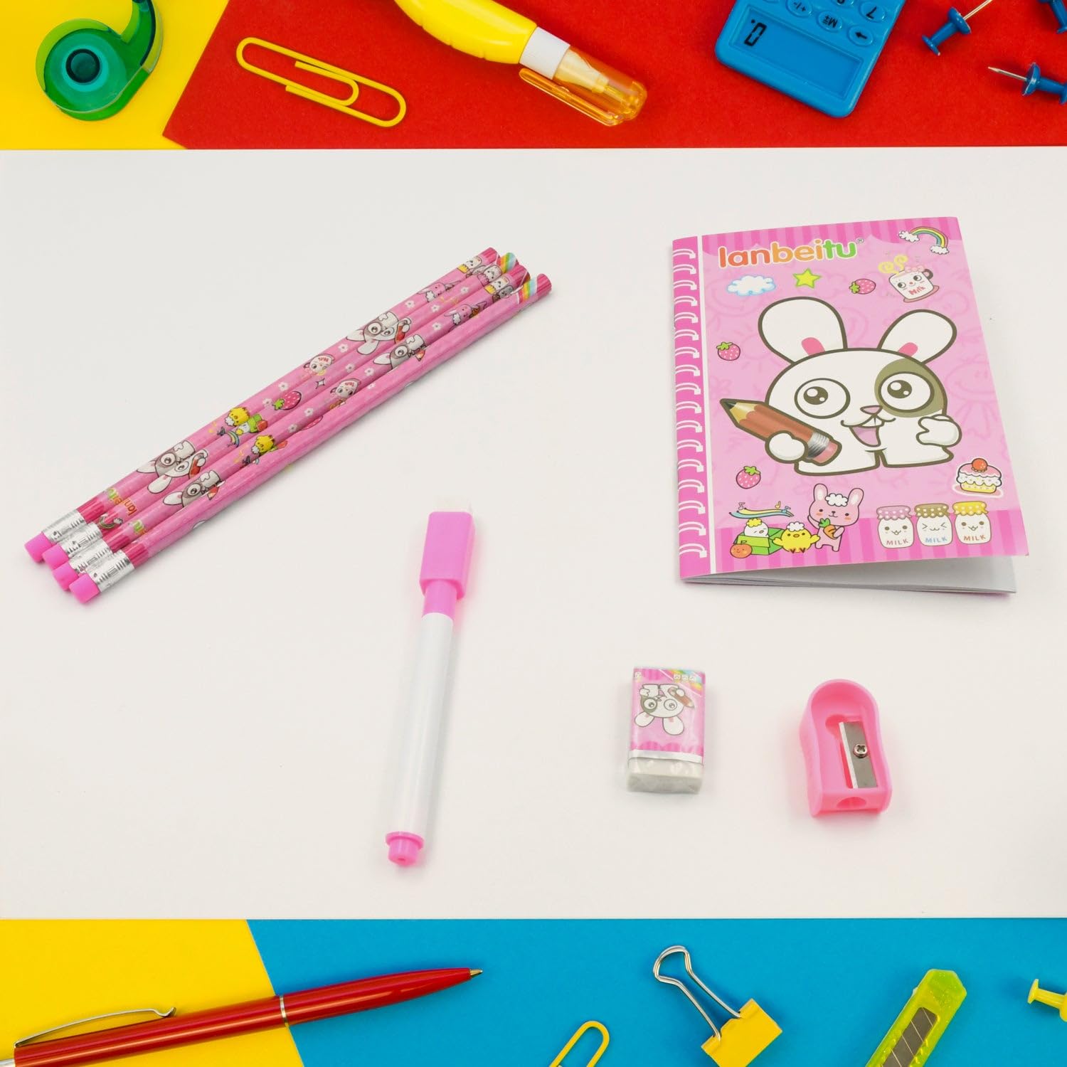 Children's Stationery Kit 8 Pc Set | Wooden Pencils, Eraser & Diary | School Supplies for Kids for Writing, Drawing, Homework, Handwriting Practice, Study Activities & Gifting - School Supply Set - Image 3