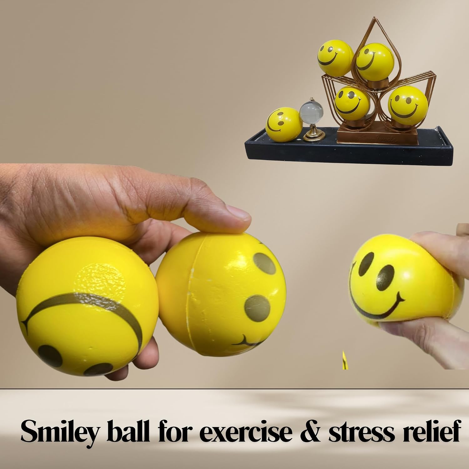 Smiley Soft Ball for Kids, Babies & Adults | Cute Squeeze Stress Relief Toy for Play, Relaxation, Sensory Activities, Desk Breaks, Travel Entertainment & Gifting - Pack Of 1 - Image 6