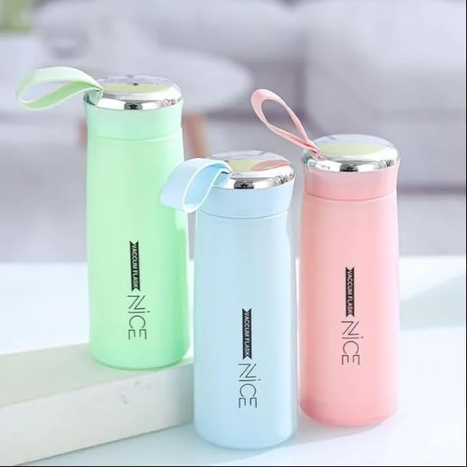 Premium Glass Water Bottle 400ml | Hot & Cold Leakproof Drinking Bottle | BPA Free Small Cute Bottle for Kids, School, Office, Gym & Travel | Ultra-Lightweight & Easy to Carry - Glass Bottle - Image 4