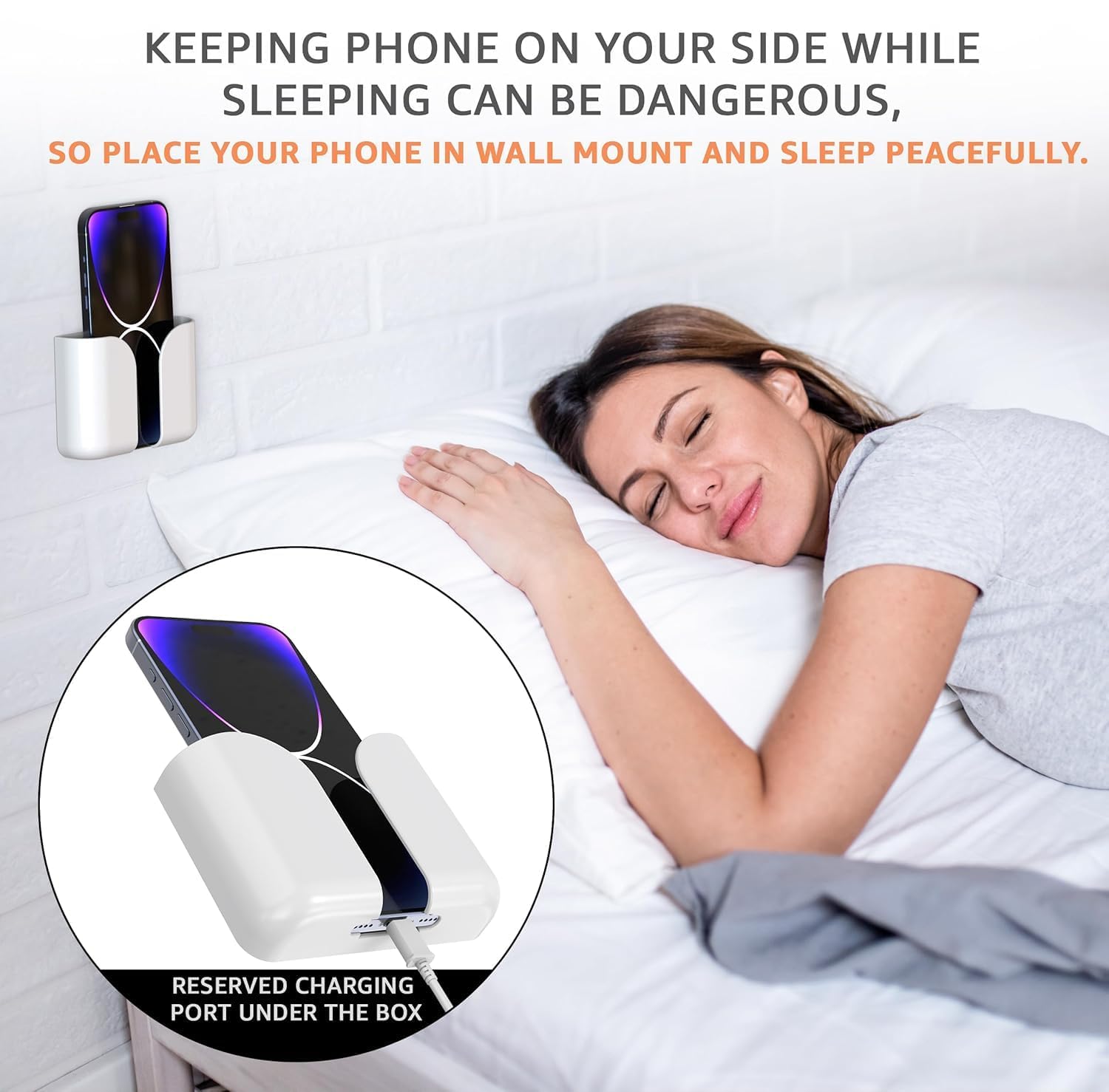 Pack of 4 Wall Mounted Mobile Smartphone Holder Storage Case for Phones with Strong Adhesive Strips|Wall Mount Mobile Stand/Multi-Purpose Stand for Phone Charging (White) - White - Image 6