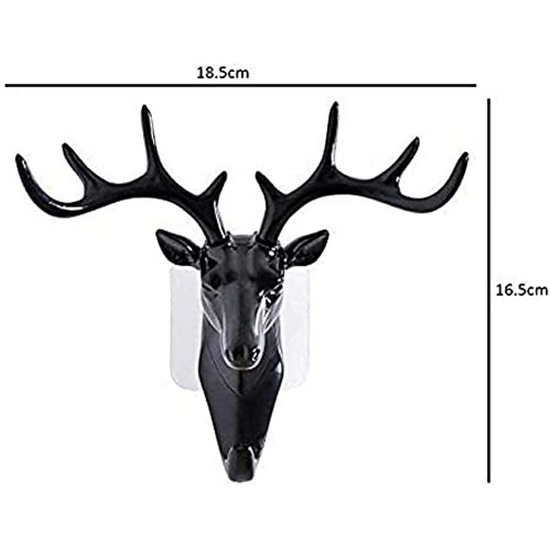 Deer Head Hook, Self Adhesive Wall Door Hook Hanger Bag Keys Sticky Holder Wall Mount - Black - Image 4