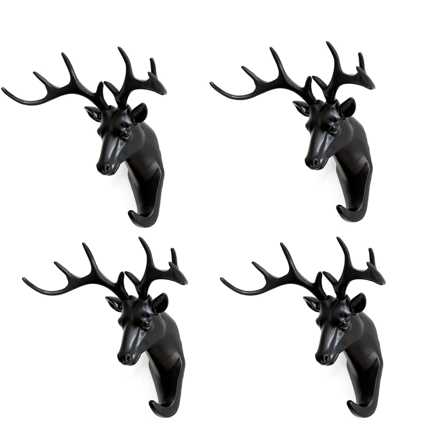 Deer Head Hook, Self Adhesive Wall Door Hook Hanger Bag Keys Sticky Holder Wall Mount - Black - Image 3