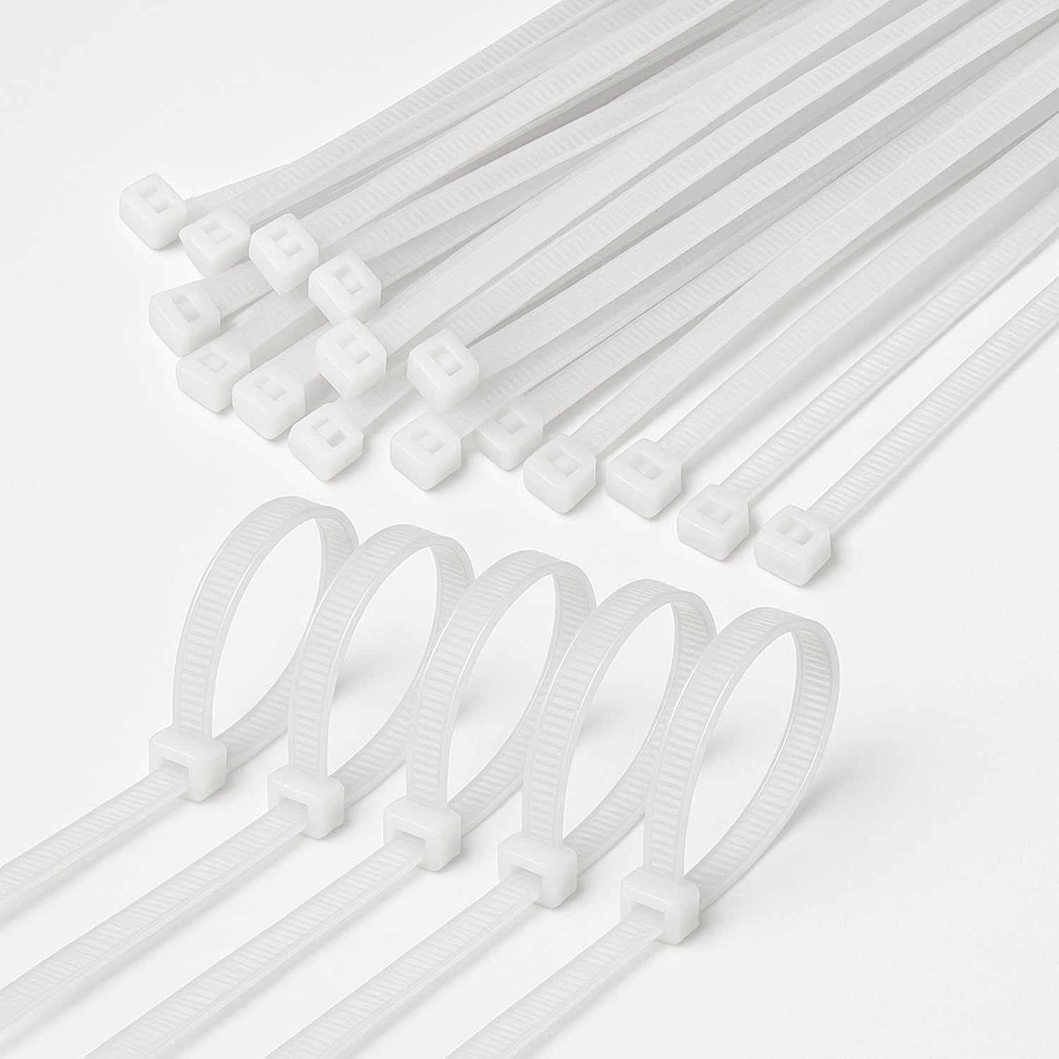 Nylon Cable Ties, Self Locking Zip Ties, 4 inch (100 mm) x 2.5 mm, Pack of 100, White, for Cable Management and Home and Office Wire Organising - White 100x250mm - Image 1