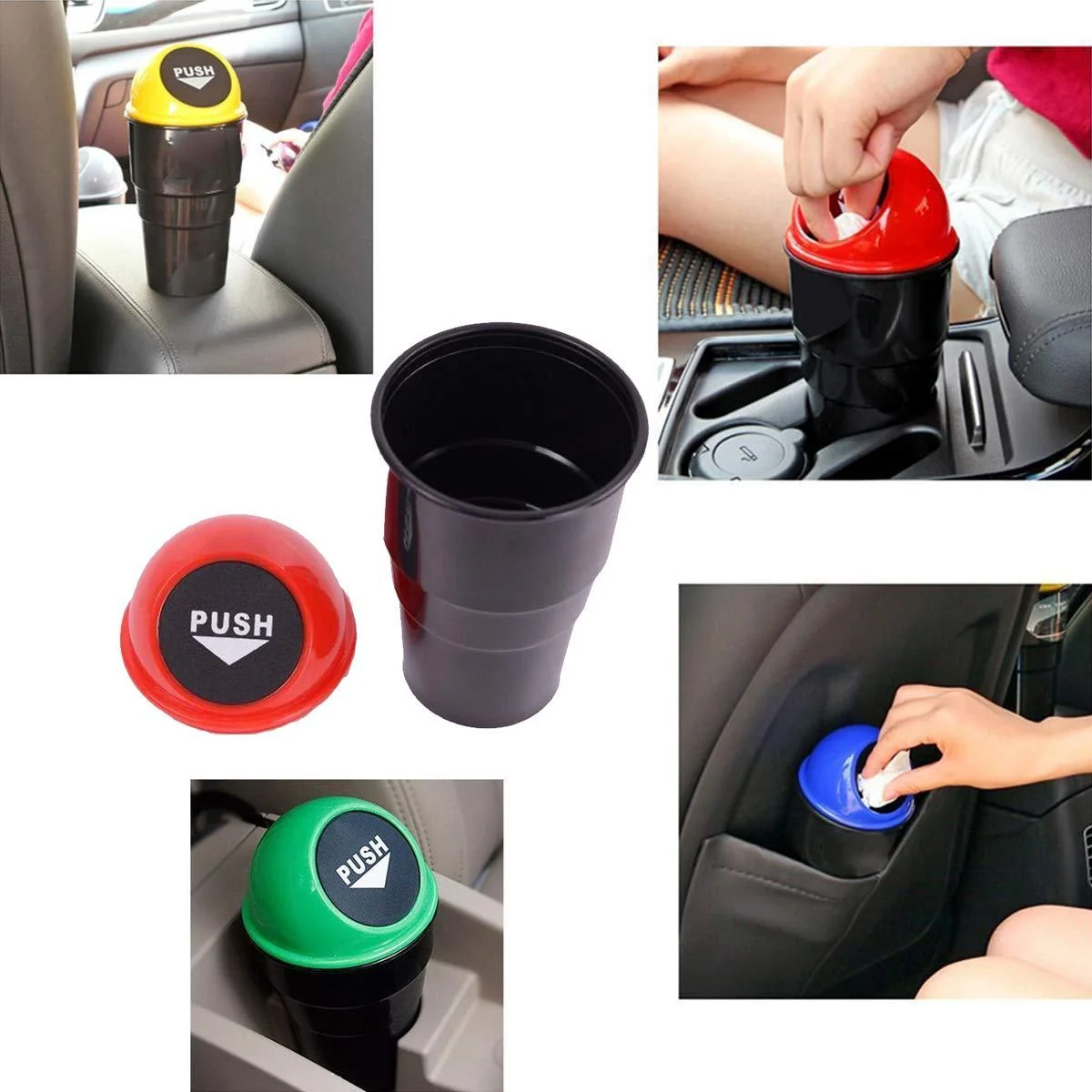 Car Dustbin for Car | Mini Portable Car Garbage Bin with Lid | Compact Waste Basket for Car, SUV, Truck & Office | Easy to Carry & Clean - MultiColor - Image 3