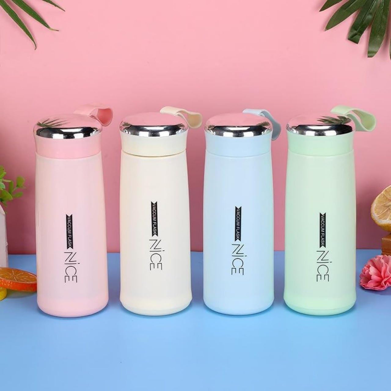 Premium Glass Water Bottle 400ml | Hot & Cold Leakproof Drinking Bottle | BPA Free Small Cute Bottle for Kids, School, Office, Gym & Travel | Ultra-Lightweight & Easy to Carry Multicolor - Image 1