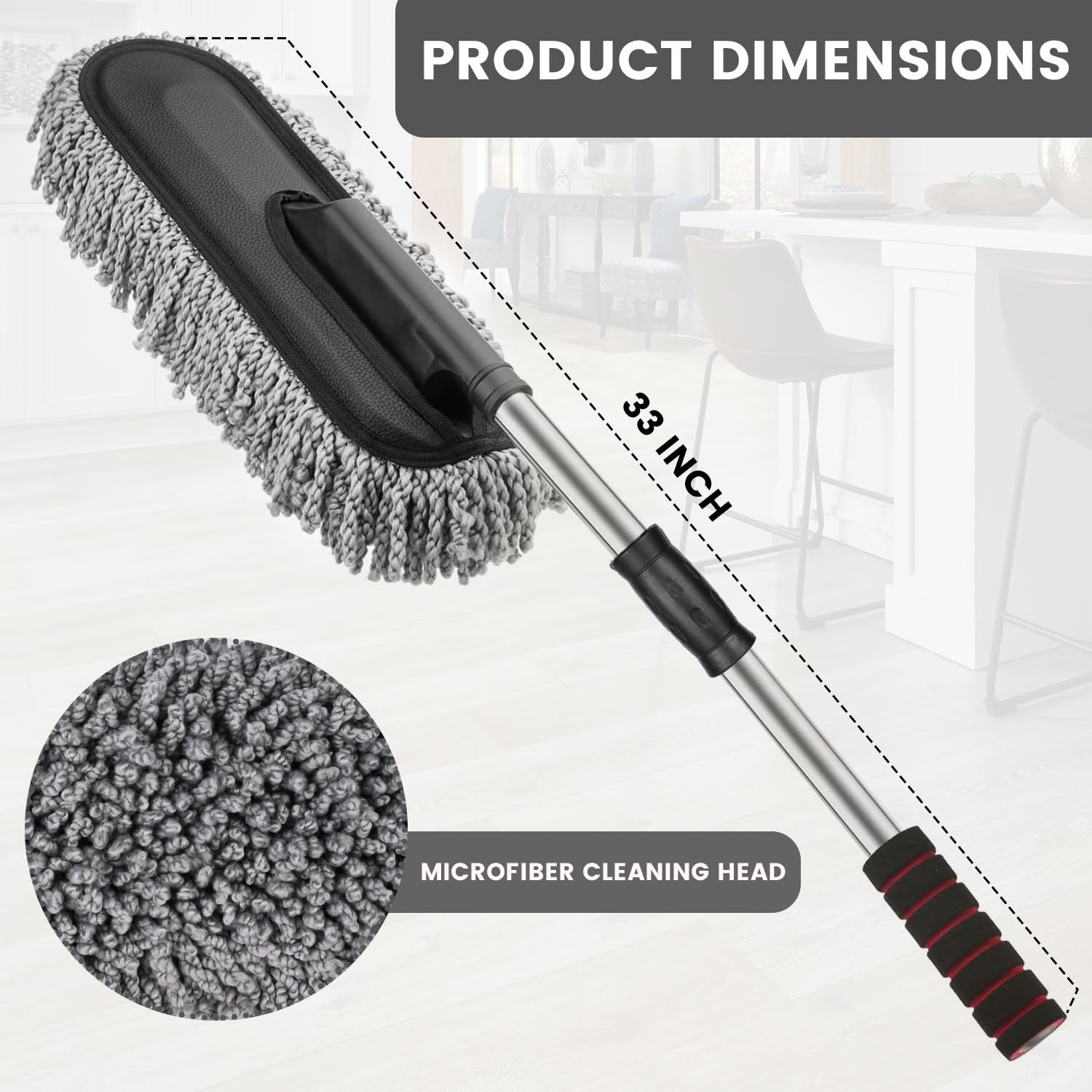 Soft Microfiber Duster with Extendable Handle Exterior Scratch Free Car Cleaning Tool, Car Duster Brush - Microfiber Cleaning Duster - Image 3