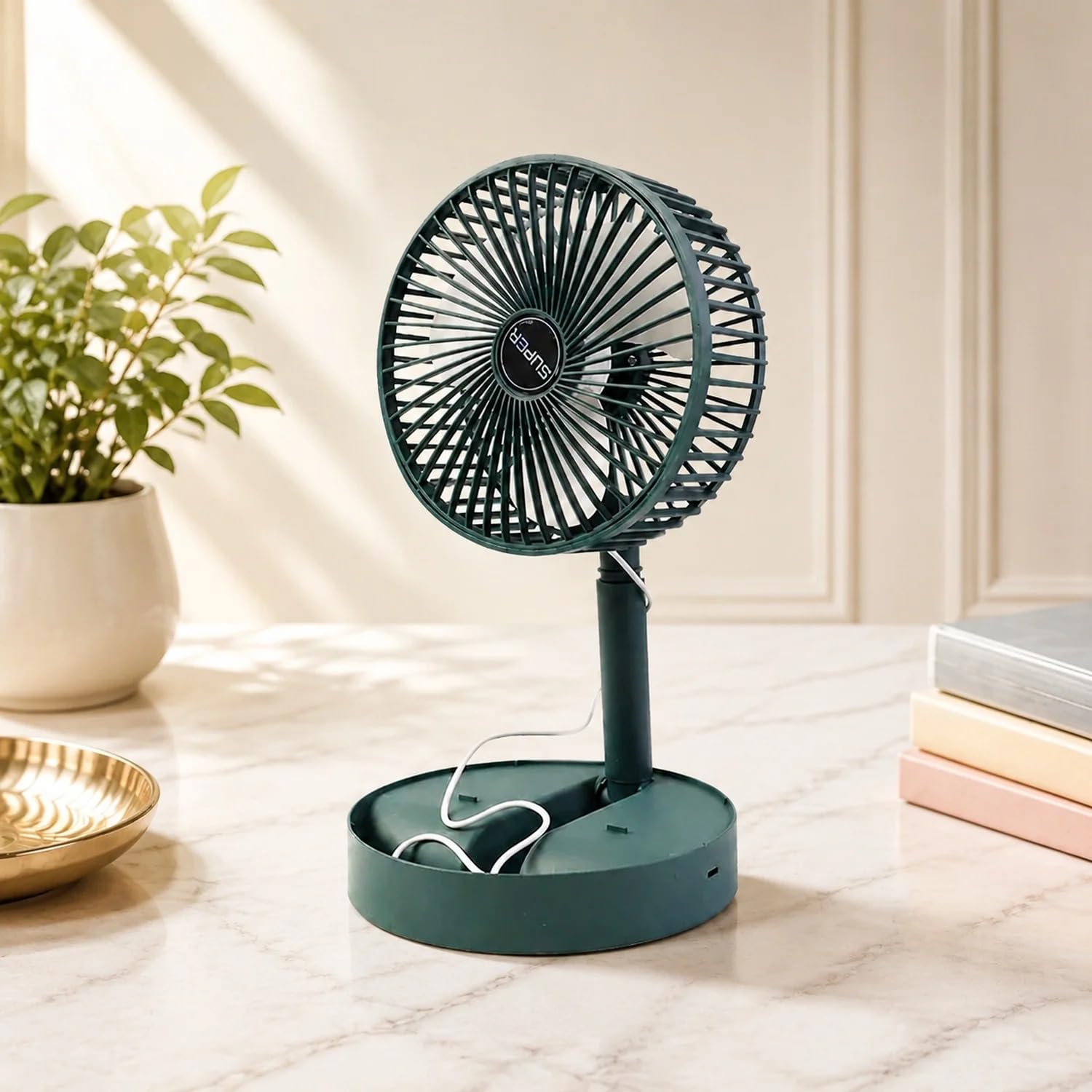 Telescopic Foldable Mini USB Desk Fan, Portable Adjustable Table Fan with Compact Space Saving Design for Home Office Study Bedroom Travel Work Desk Personal Cooling Fan - Mini USB Desk Fan - Image 3