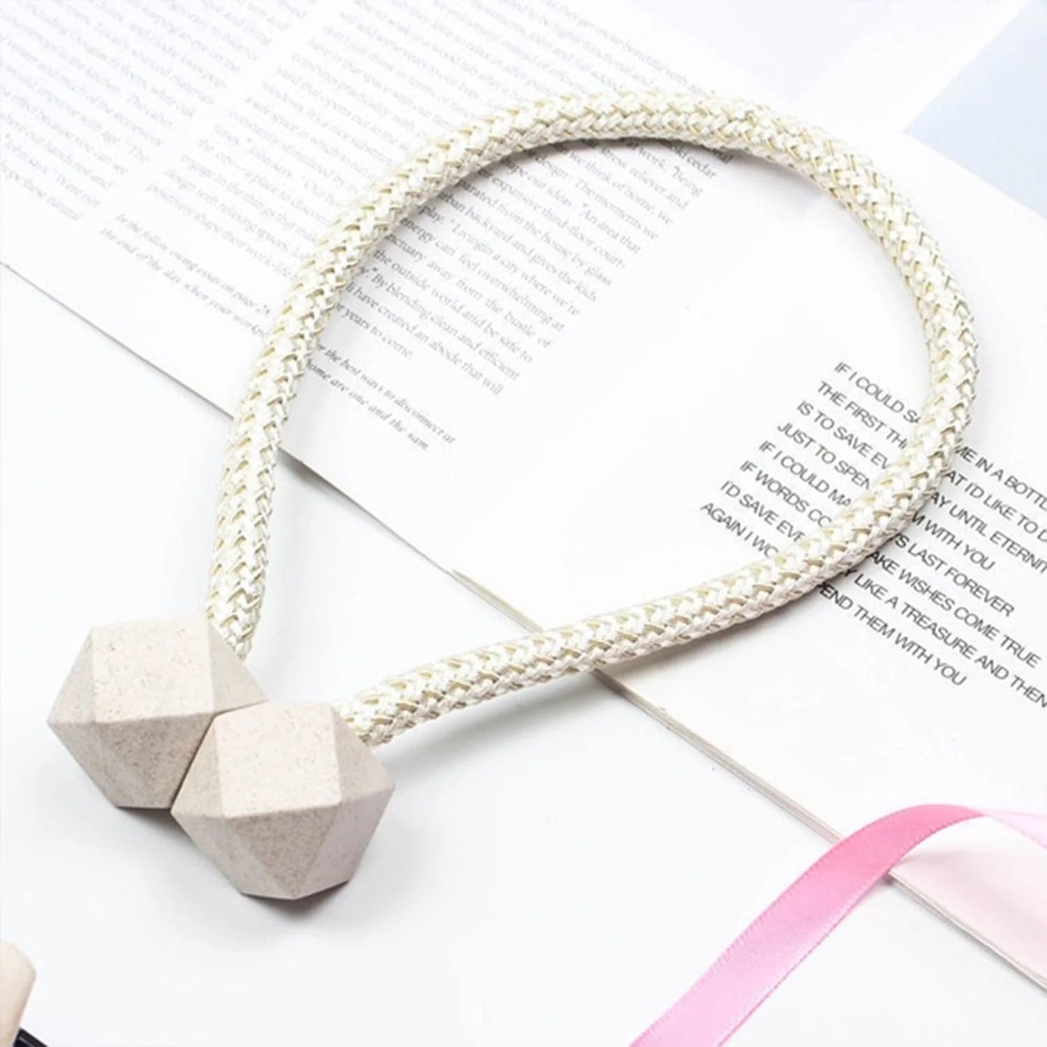 Curtain Tie Backs 2 Pc – Non Magnetic Curtain Tiebacks Pearl Design – Decorative Holdbacks Without Magnet Buckle, Elegant Rope Tie Backs for Living Room, Bedroom & Window Curtain Accessories - Curtain Tiebacks - Image 2