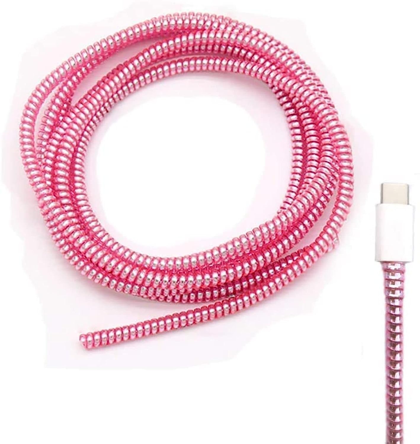 Metallic Finish Cable Charger Spiral Protector | Long Plastic Cable Cord Protector & Winder for Mobile Phone Charging Cables, Earphones, USB Wires & Compatible Cordscable protector, charger cable protector, charging cable protector, cable spiral protector, wire protector, cord protector, cable winder, charger cord protector, mobile charger accessory, phone cable protector, earphone cable protector, charging wire guard, cable organizer - Multicolor - Image 5