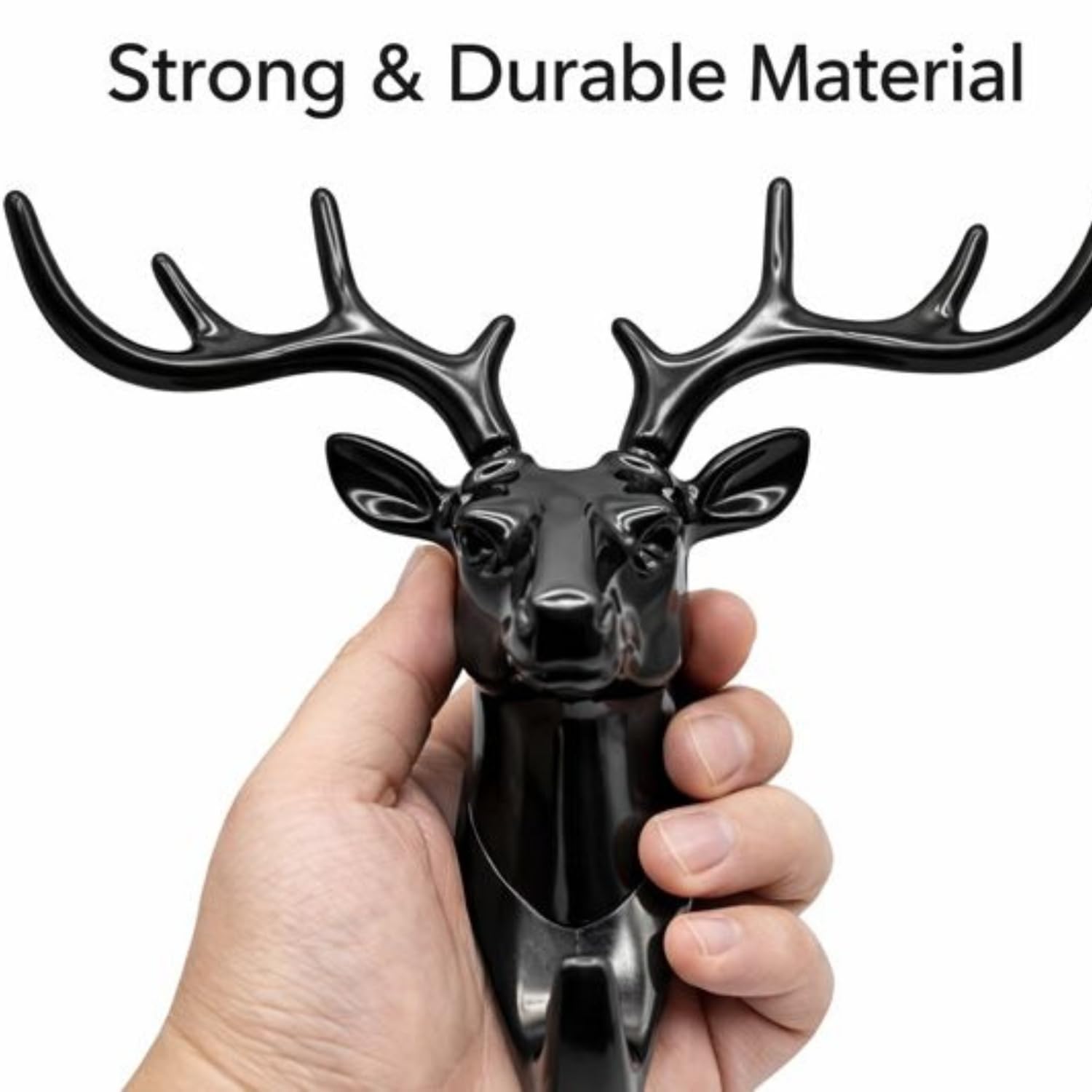 Deer Head Hook, Self Adhesive Wall Door Hook Hanger Bag Keys Sticky Holder Wall Mount - Black - Image 8